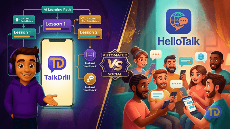 TalkDrill vs HelloTalk: AI Practice vs Language Exchange