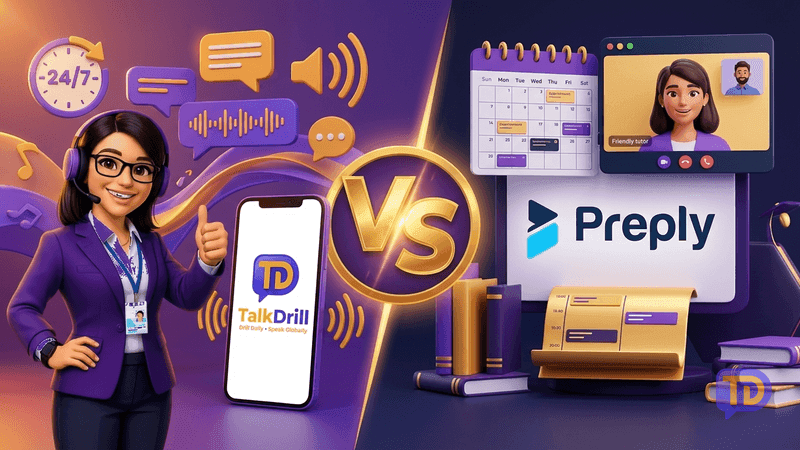 TalkDrill vs Preply: AI App vs Online Tutors — Full Comparison