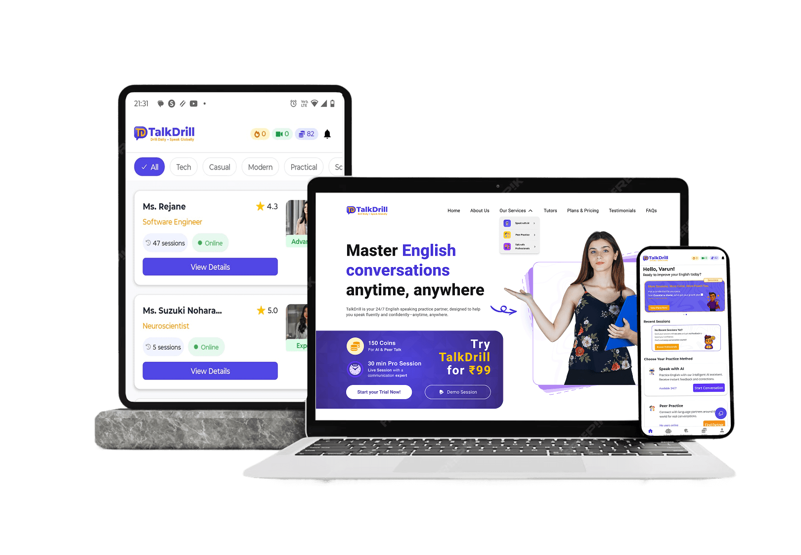 TalkDrill app on devices