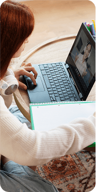 Girl learning online