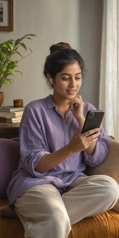 Indian learner practicing English through a mobile voice session