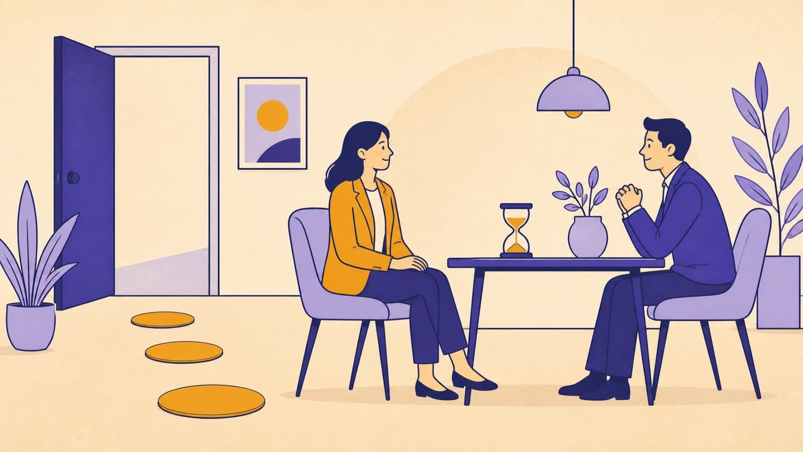 Illustration opening the chapter The Opening Questions: The first three minutes decide how the rest of the interview feels, so let us make your opening answers calm, specific and easy to follow.