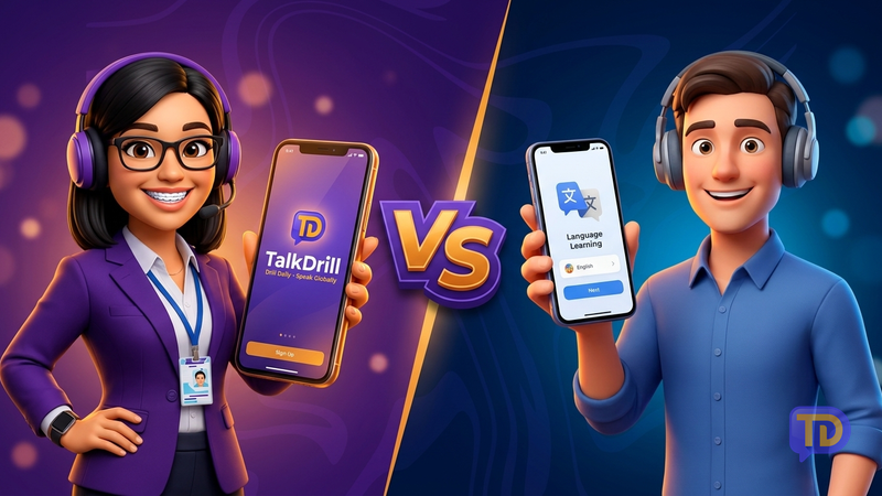 TalkDrill vs Cake English: AI Conversation vs Video Clips