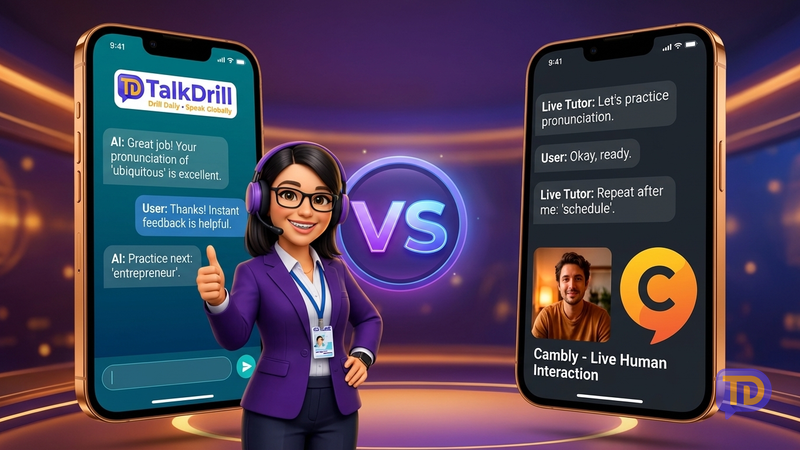 TalkDrill vs Cambly: AI App vs Live Tutors — Which Is Better?