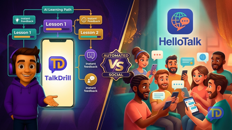 TalkDrill vs HelloTalk: AI Practice vs Language Exchange