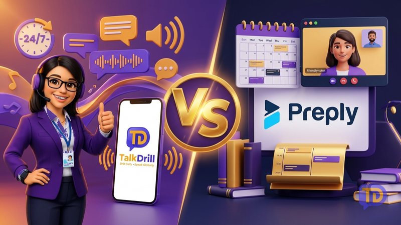 TalkDrill vs Preply: AI App vs Online Tutors — Full Comparison